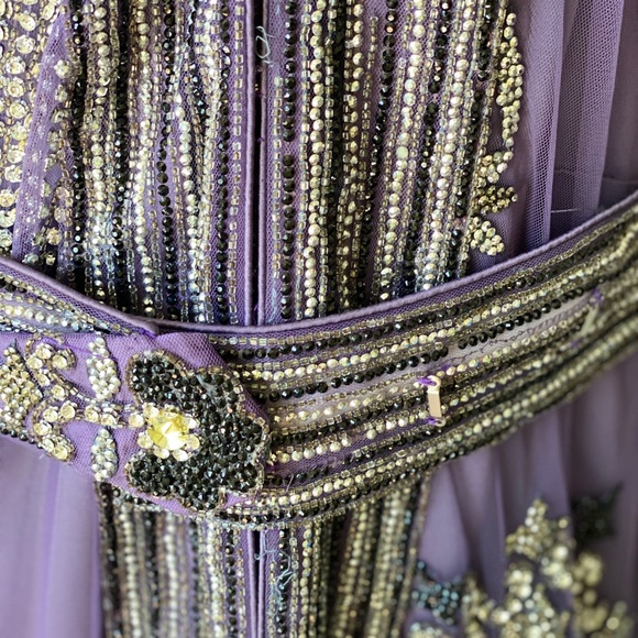 PURPLE ARAB PALESTINIAN MOROCCAN CRYSTAL PURPLE BEADED KAFTAN BRIDAL LAVENDER - Picture 4 of 8